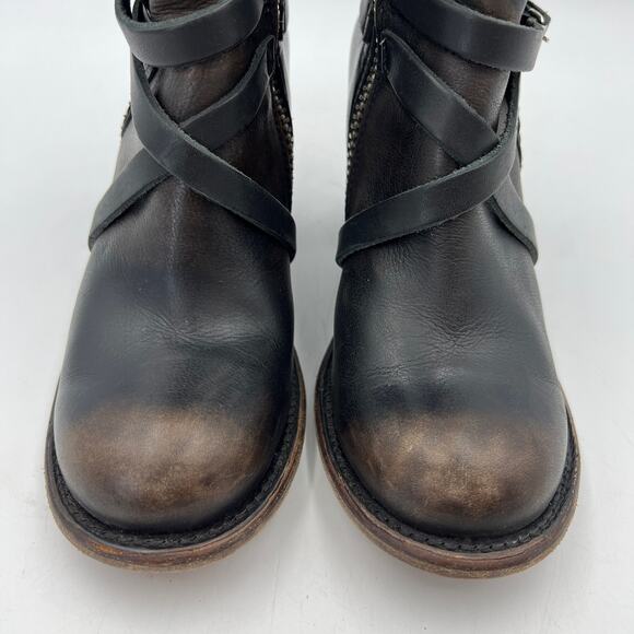 Freebird by Steven Baker Boots Wrap Leather Detail Distressed Brown Western - Picture 3 of 10